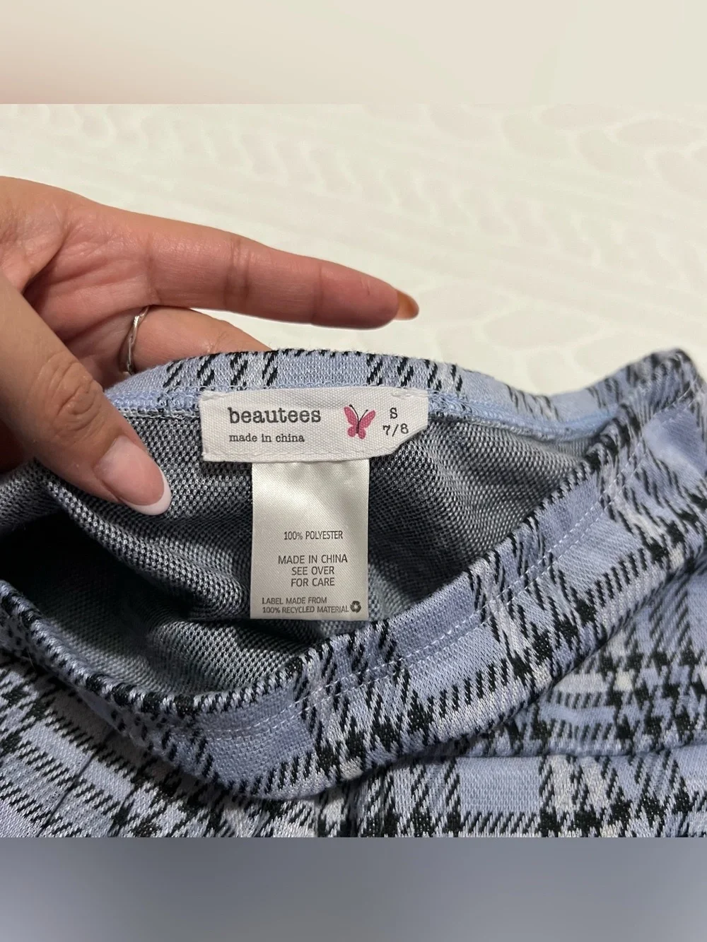 💗 Beautees - Girls Blue Short-Sleeve Button Front Top with Plaid Skirt‎